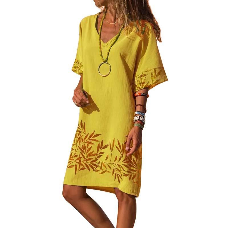 Summer Print Vintage Casual Dress Women 