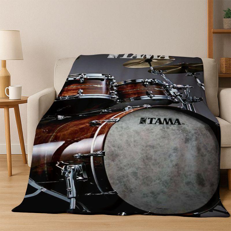 Drum Kit Drum Set Music Instruments Flannel Blanket Soft Warm Throw Blanket for Bedroom Living Room Bed Travel Camping Picnic