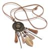 Retro Ethnisch Rund Holz Lang Pullover Halskette Damen Bohemian Blumen Perlen Blatt Quaste Halsketten Tägliches Tragen Mode Schmuck
