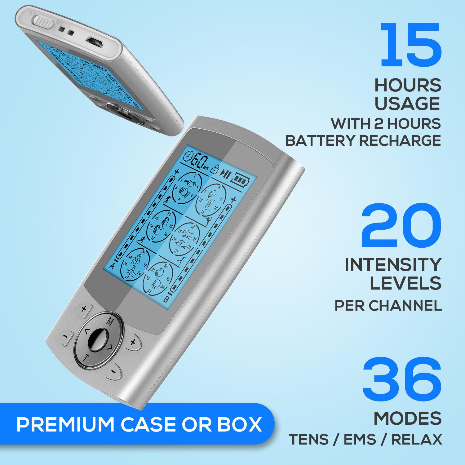 

Аппарат для стимуляции мышц с 36-режимным электрическим цифровым терапевтическим аппаратом для акупунктурного массажа тела EMS серебряный