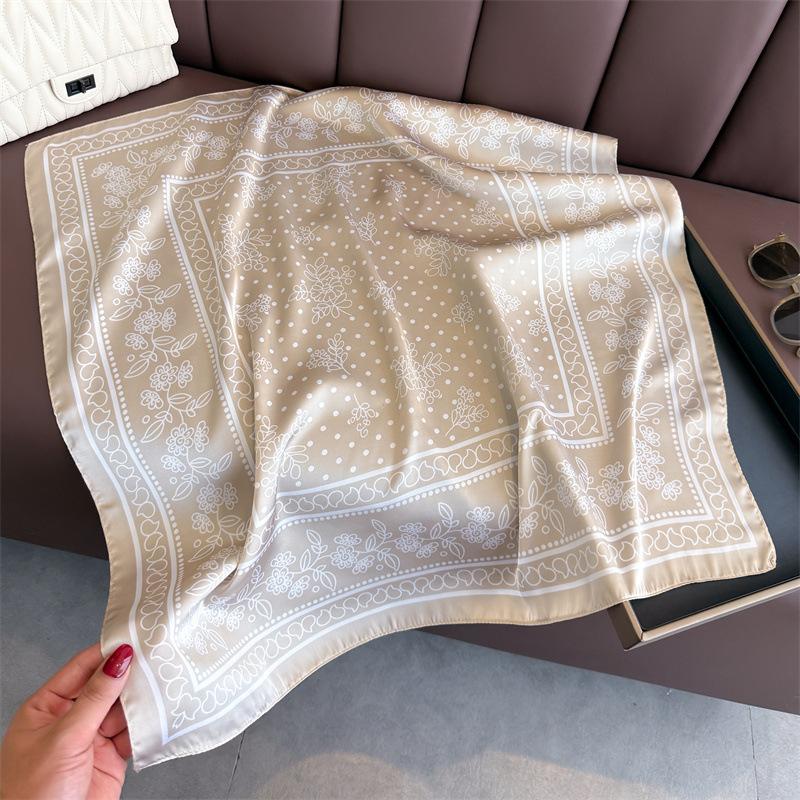 Fashion Scarf Women Silk Scarves Square Bandana Hijab Wrap Dot Designer Neckerchief Shawl Kerchief Hair Band Foulard Luxury