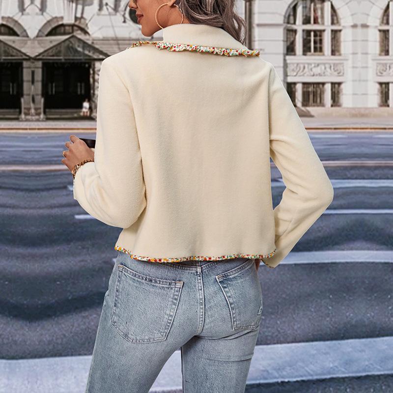 Autumn and Winter Women's Jacket Fashion Lace Solid Color Comfortable Casual Long Sleeve Jacket