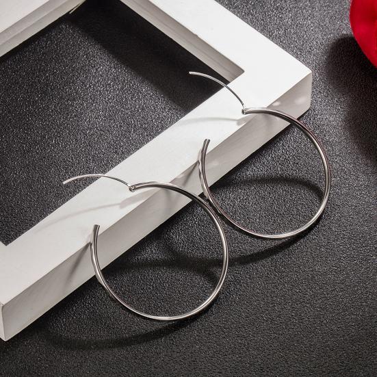 1 Pair Hoop Earrings Shiny Rhombus Texture Women Large Hiphop Round Dangle Earring Jewelry