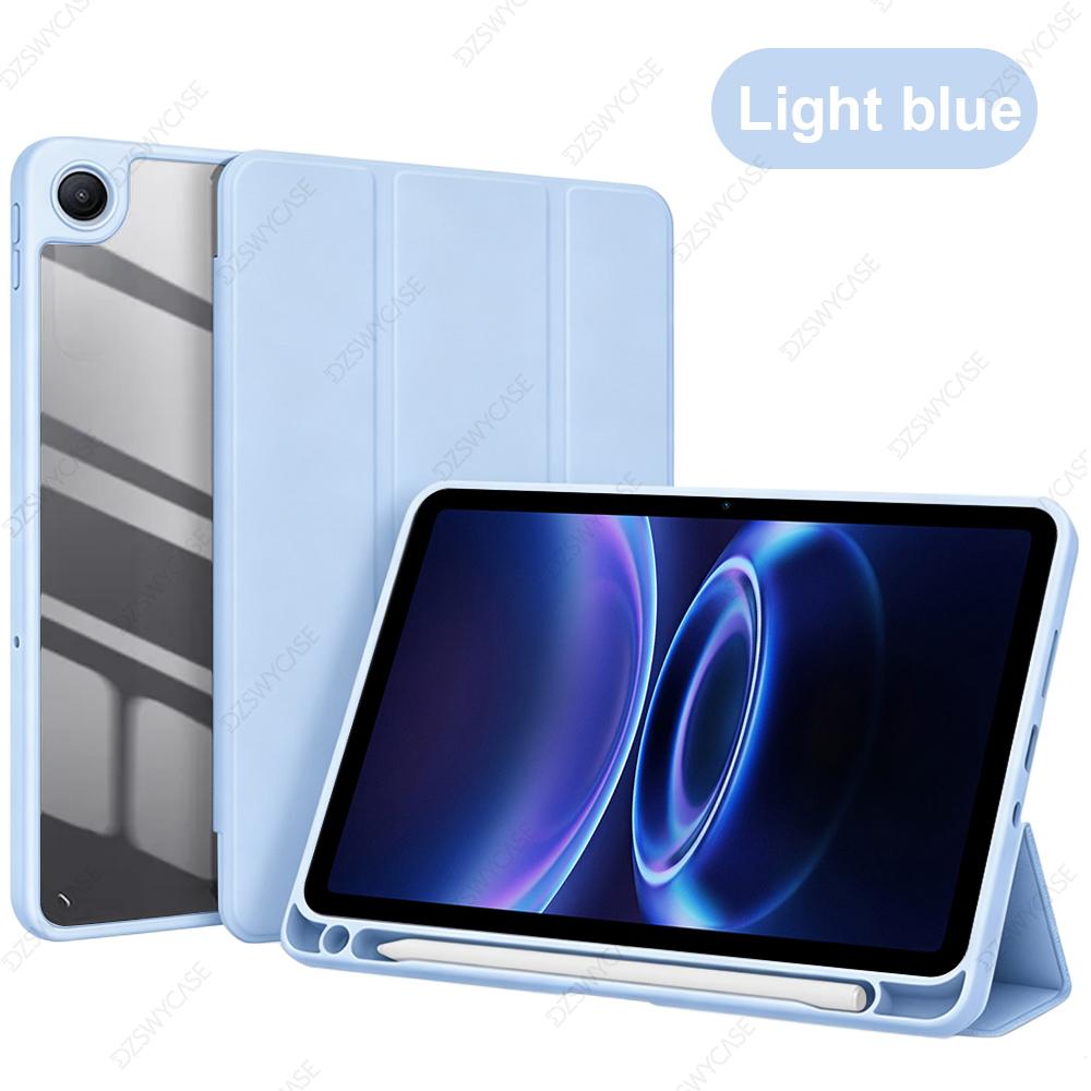 Case for Xiaomi Redmi Pad 2 SE 9.7 inch 2026, Trifold Stand Case with Pencil Holder, PU Leather Clear Transparent Back Cover