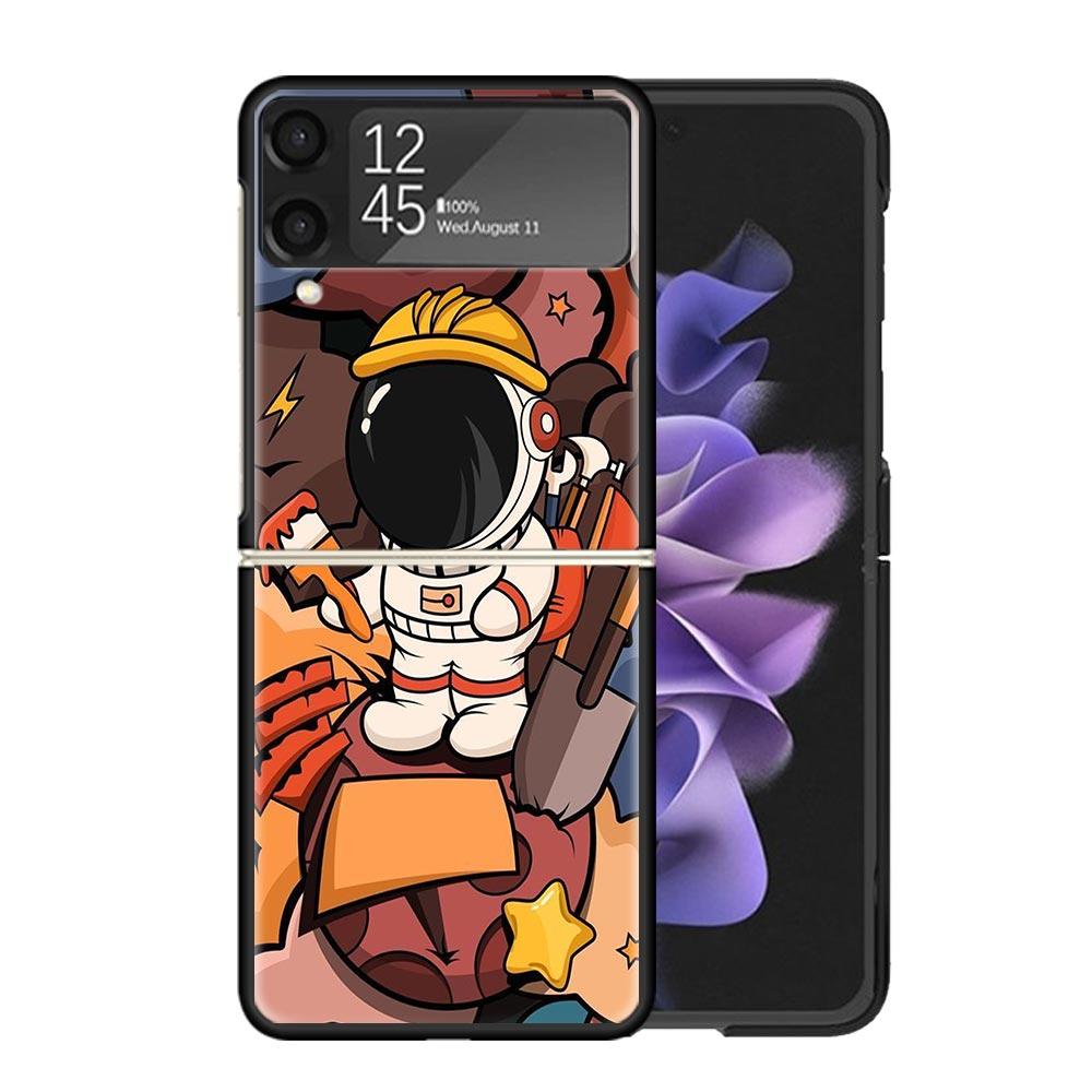 Cartoon Planet Astronaut Stern Rakete Hüllen Für Samsung Galaxy Z Flip 4 5 6 7 3 Z Flip7 Flip6 Flip4 Flip5 Flip3 5G Hart Stoßfest