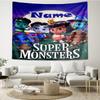 Custom Name Super Monsters Print Tapestry, Backdrop, Easy Setup, Ideal for Bedroom, Office & Living Room, with Aesthetic Wall Hanging Decor.