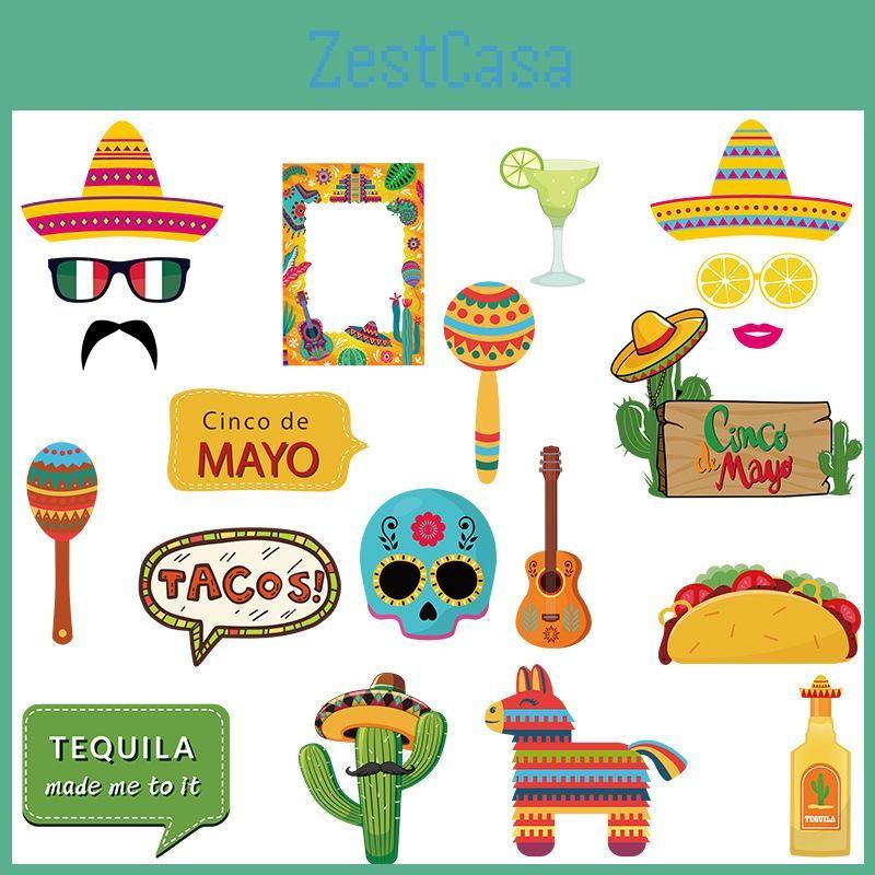 Mexican Photo Booth Props Set Of 20 For Celebrations And Decorations Party