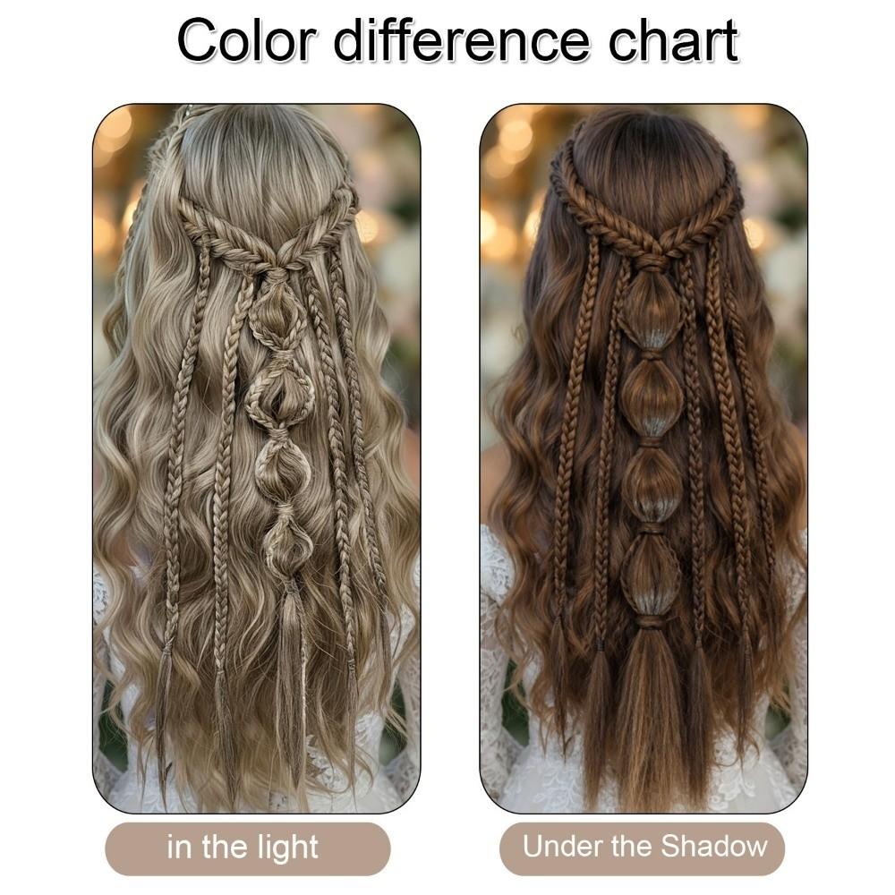 Estensioni per Capelli Clip-in Stile Bohemien 24 Pollici Trama a Mano Parrucca Accessori per Capelli