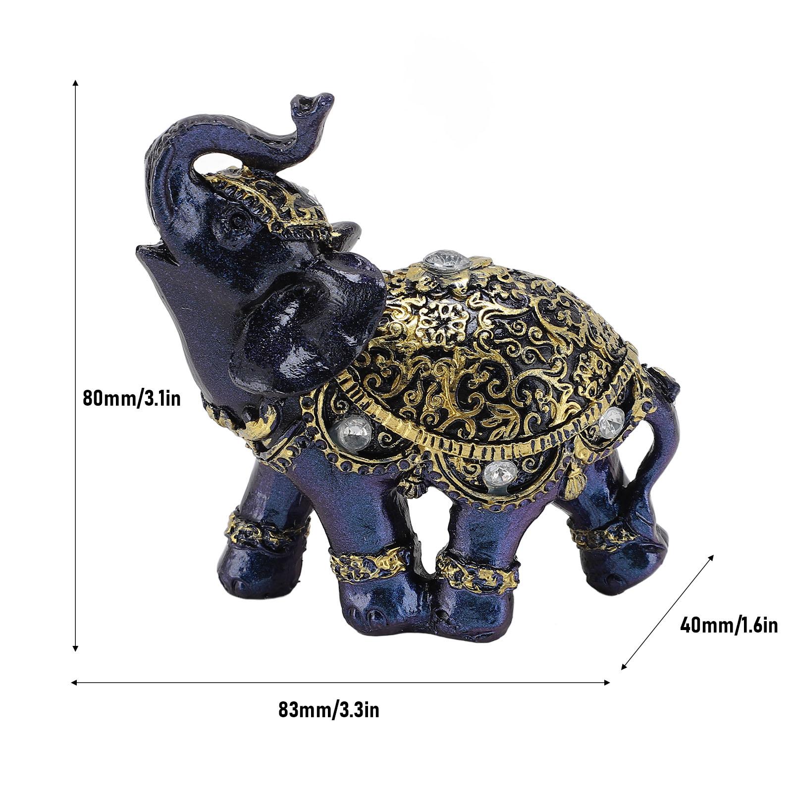 Elephant Statue Resin Feng Shui Wealth Lucky Elephant Figurine Ornament for Home Entryway Bookshelf Desk Decoration