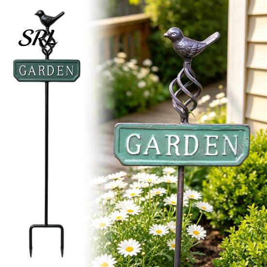 Vintage Style Garden Stakes Retro Bird Stake, Metal Sign Rustic Weatherproof Yard Decorations Decoration with Stake for Flower Bed, Lawn Decorative