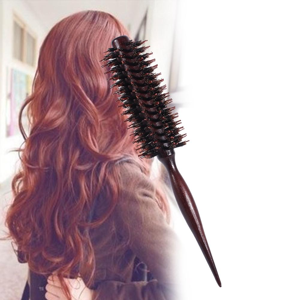 Professional Wooden Handle Anti Static Hair Comb Radial Round Brush Beauty Tool for Salon Styling Coffee