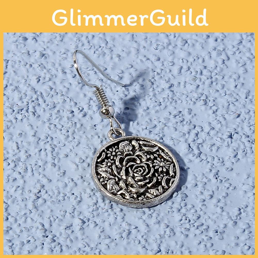 Stylish Drop Metal Earrings With Vintage Flower Pattern For Festive Occasions