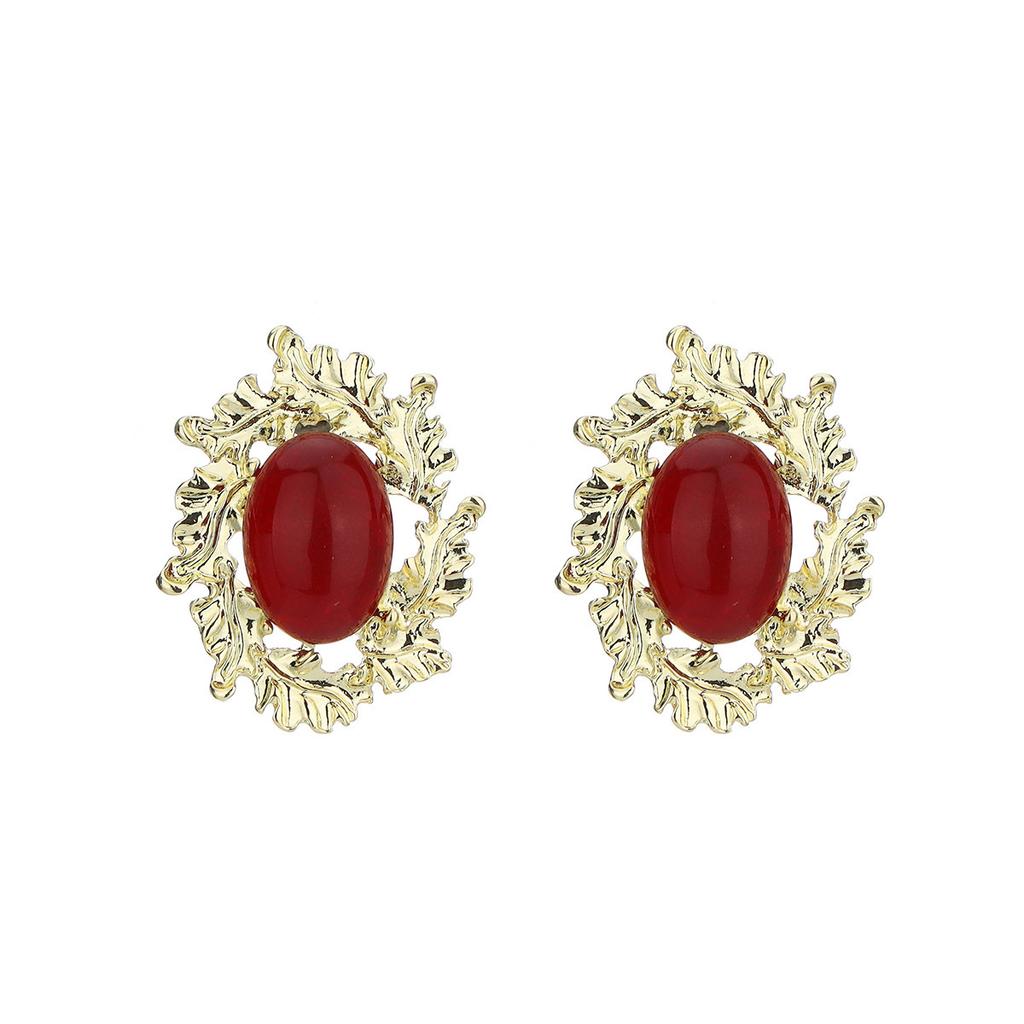Silver needle temperament oval pleated earrings, retro court style stud earrings