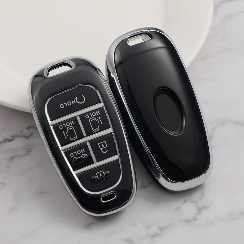 TPU 4 5 6 7 8 Buttons Car Key Case Cover For Hyundai Santa Fe Tucson 2022 NEXO NX4 Ioniq 5 Atos Prime Solaris 2021 Accessories
