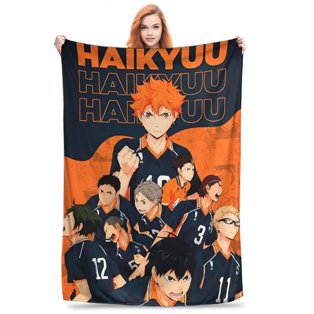 Anime Boy Volleyball Haikyuu  Blanket Flannel All Season  Breathable Lightweight Thin Throw Blankets for Sofa Office Bedspreads