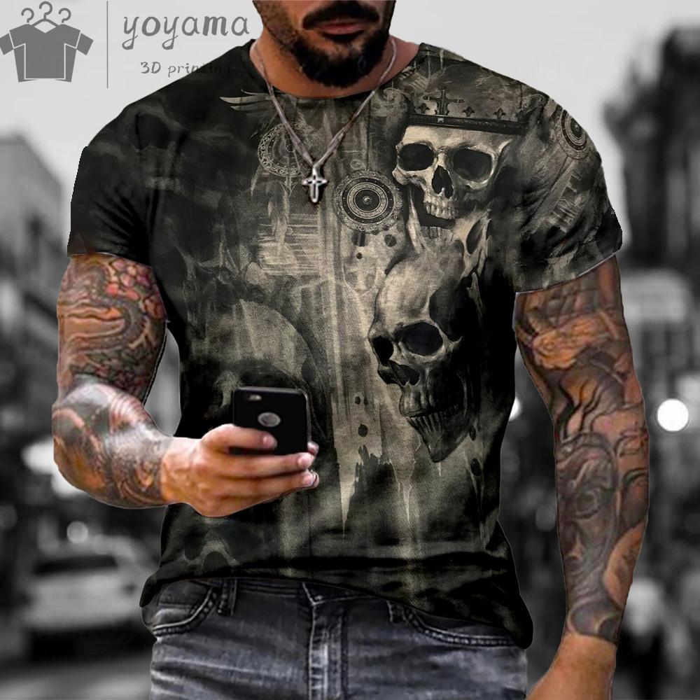 Summer Short Sleeve Tee Unisex T Shirts High Quality Short Sleeve Tee Tee Shirt Unisex Clothes Skull Print Clothes Unisex Funny T-shirt