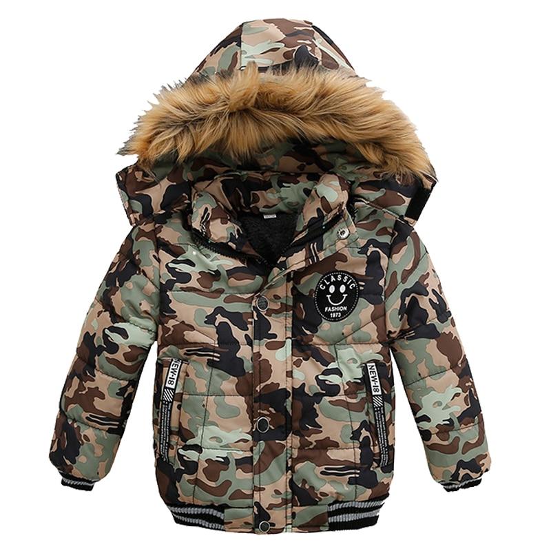 Keep Warm Boys Jacket Autumn And Winter Fur Collar Hooded Kids Jacket Casual Zipper Boy Outerwear 1-5 Years Kids Clothes