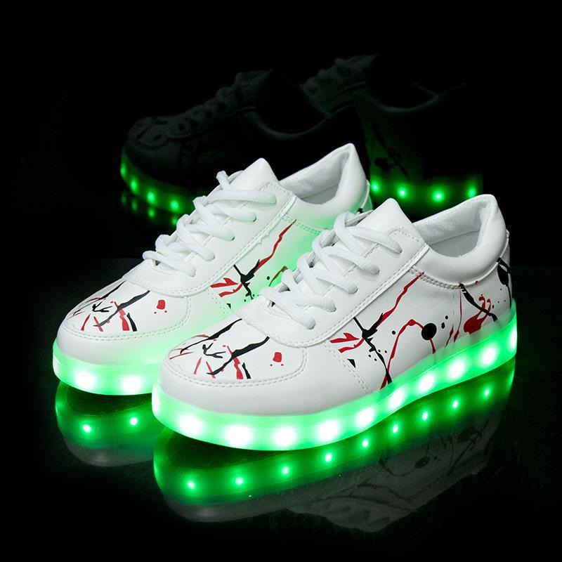 

Premium Quality Luminous Led Lighted Fashion Flats Kids Shoes Sneakers Sports For All Ages White red,EU32
