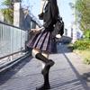 Yan Muxi Hanahaki Knot Original JK Purple Plaid Skirt: Sweet & Cool Motorcycle Style