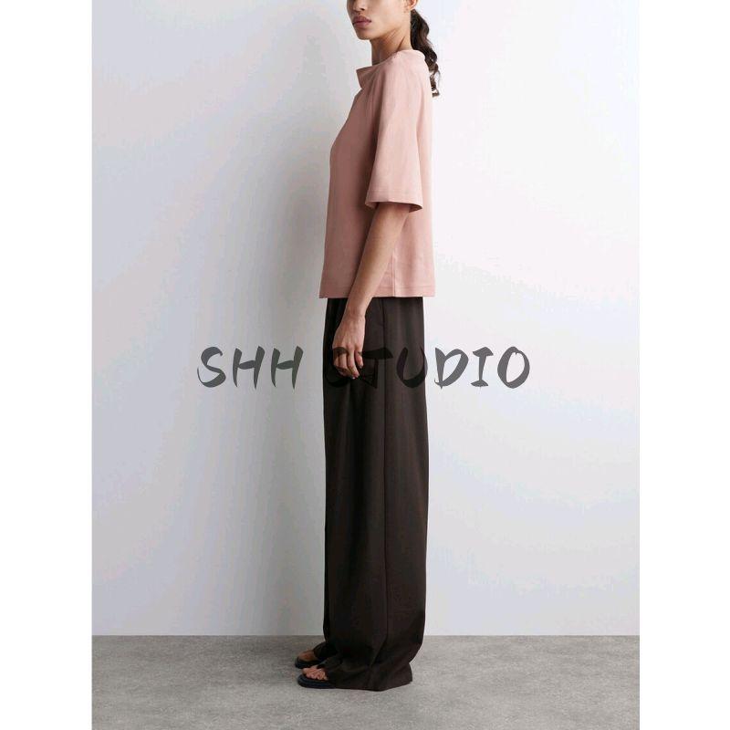 CS Autumn New Women clothes Minimalist Casual Version Boat Neck Half Sleeve Cotton T-shirt Top 1282529