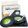 Coasters for Drinks with Gift Box - Set of 6 Colorful Retro Vinyl Record Disk Coasters with Funny Labels-Prevent Furniture from Dirty and