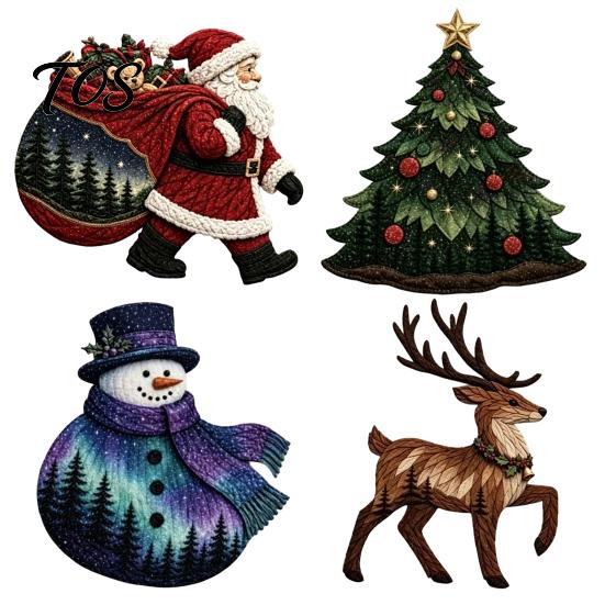 Handmade Quilting Accessories Christmas Patchwork DIY Kit, Holiday Fabric Art Craft Santa Beginner Supplies Snowman Tree Sewing Project for