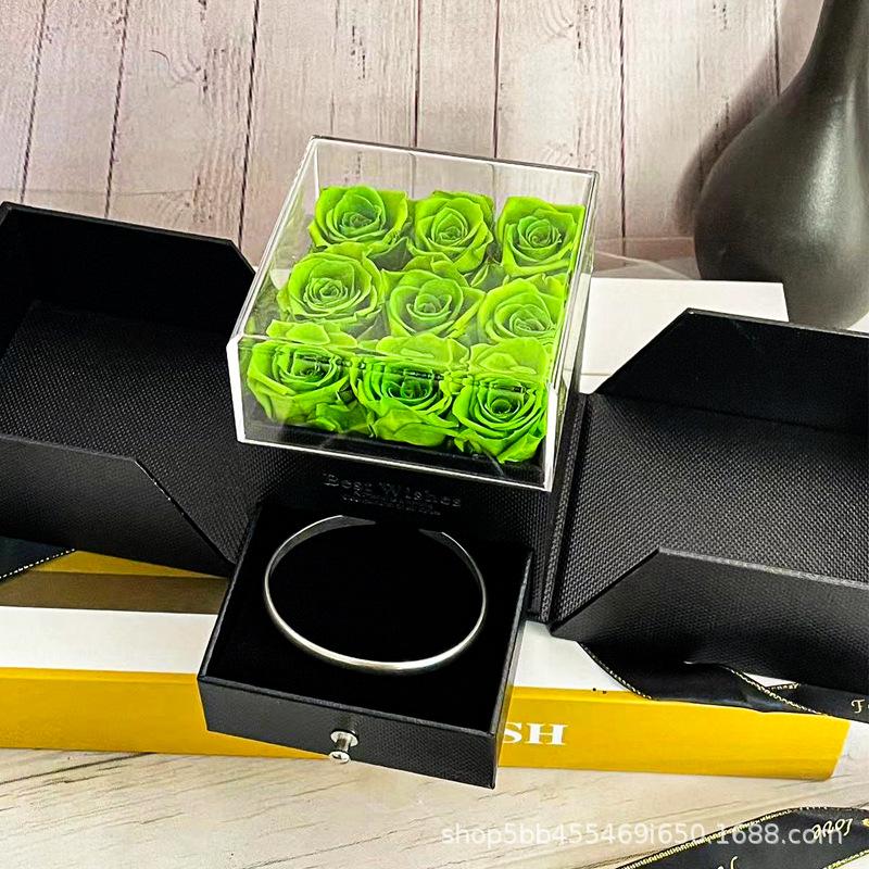 AYOYO ODM Factory Direct Customization Handmade 9Pcs Preserved Rose Jewelry Box Romantic Gifts for Valentine's Day Gift