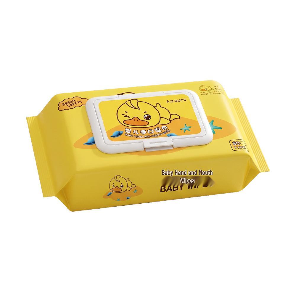 Baby Hand & Mouth Wipes - Little Yellow Duck Pearl Texture, Disposable for Children.