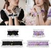 4Pcs Feminine Lace Bows Bells Wrist Jewelry Convertible To Anklet Fashion Accessory For Casual Or Prom Occasion