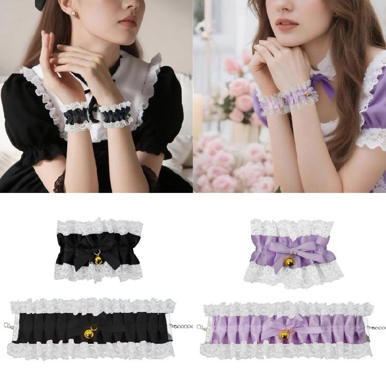 4Pcs Feminine Lace Bows Bells Wrist Jewelry Convertible To Anklet Fashion Accessory For Casual Or Prom Occasion