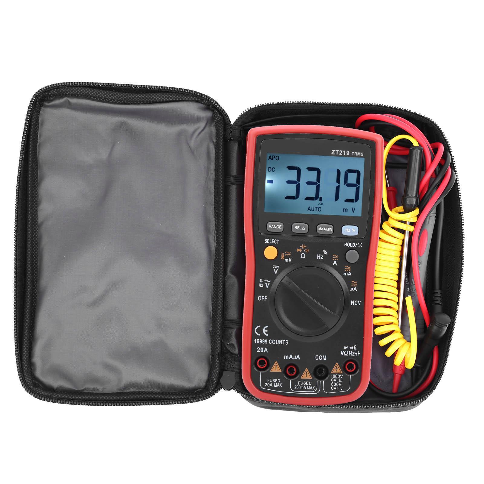 

ZT219 Auto Range Digital Multimeter Ac DC Voltage TrueRMS Tester Meter 19999 Counts