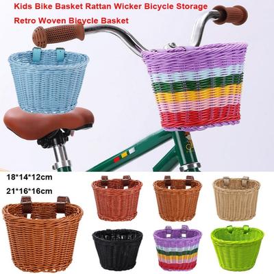 With Belt Kids Bike Basket 10 Colors Retro Woven Bicycle Basket  Bicycle Accessories