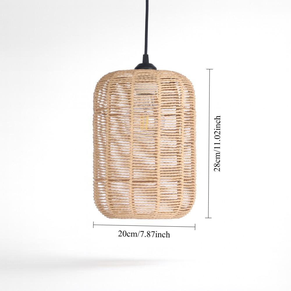 JOYINLED Boho Pendant Light Flush Mount Hanging Light Rattan Ceiling Woven Lamp Shade Basket for Kitchen Island Dinning Table