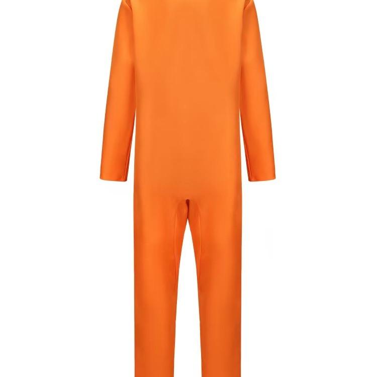 Tuta da prigioniero di Halloween con manette per cosplay, unisex, per bambini e adulti, per giochi di ruolo, maniche lunghe, con risvolto, cerniera, festival, feste, spettacoli
