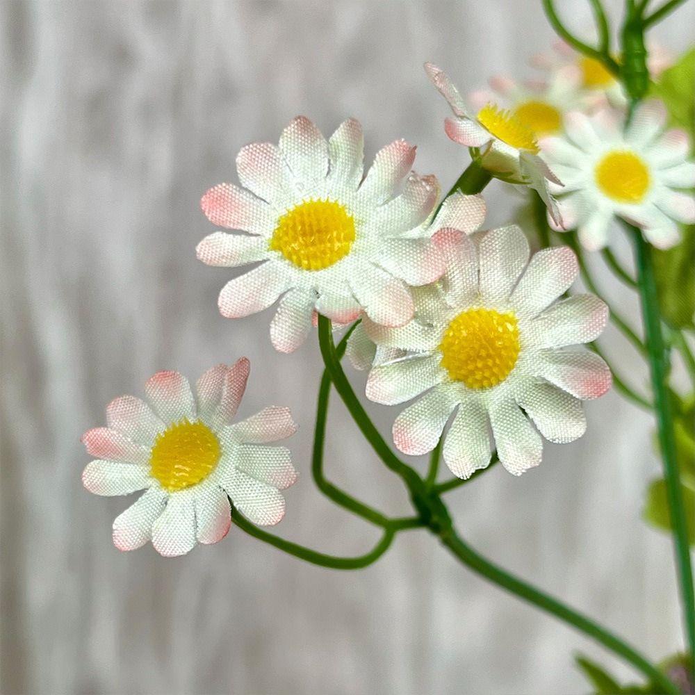30 Heads of Chamomile Artifiical Flower Branch 50cm Height Flexible Stems Simulation Flower with Green Leaves Wedding Bouquet