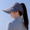 Casual Wide Brim Women Summer Sun Hat Uv Protection Foldable Empty Top Windproof Ponytail Cap Detachable Adjustable Beach Cap