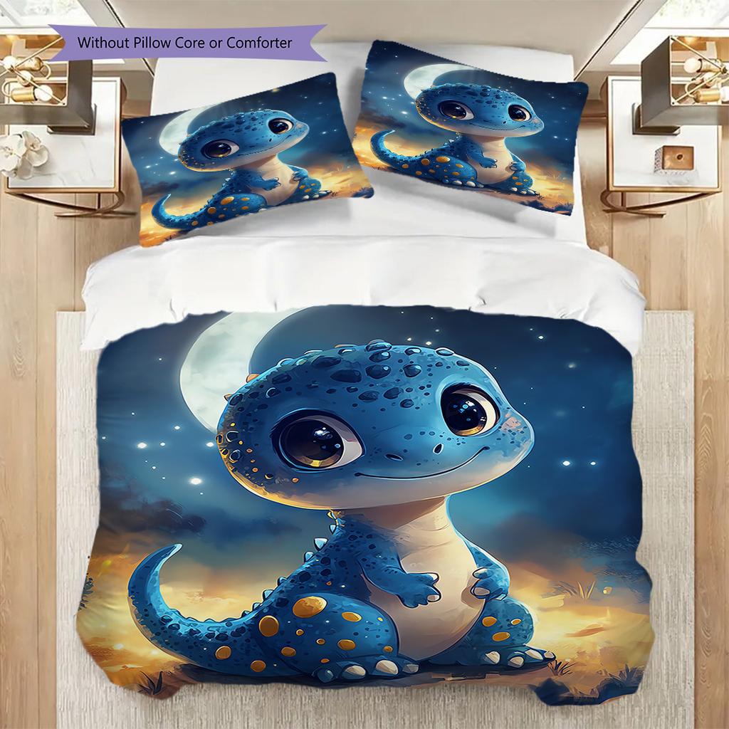 Dinosaurier-Muster Bettwäsche Steppdecke Set Bettbezug Kissenbezug Heimdekoration Geburtstagsgeschenk (1 Bettbezug + 2 Kissenbezüge, ohne Füllung)