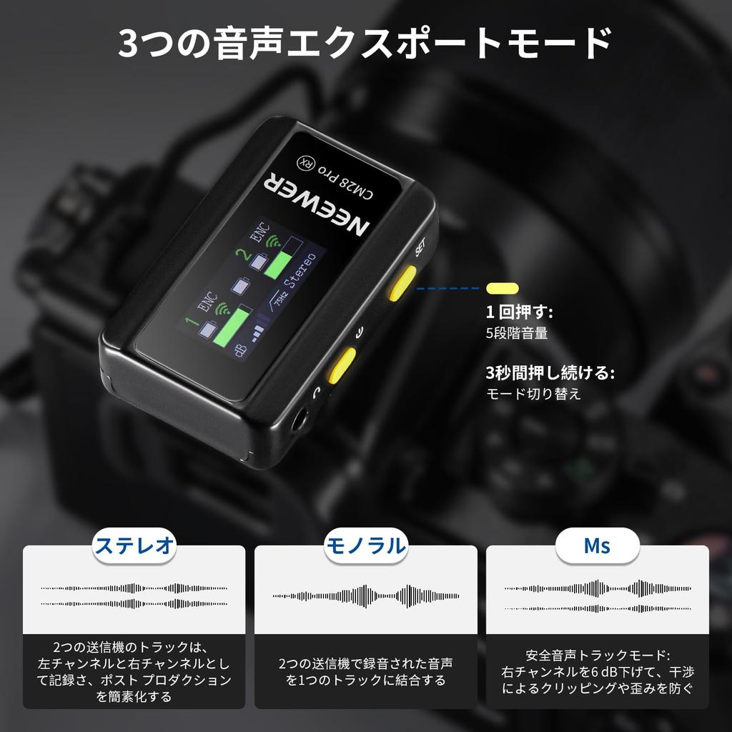 NEEWER CM28 PRO Wireless Lavalier Microphone with Charging 48KHz Uncompressed Noise 4GB 9 Hours of Recording Noise Condenser Microphone for and PCs