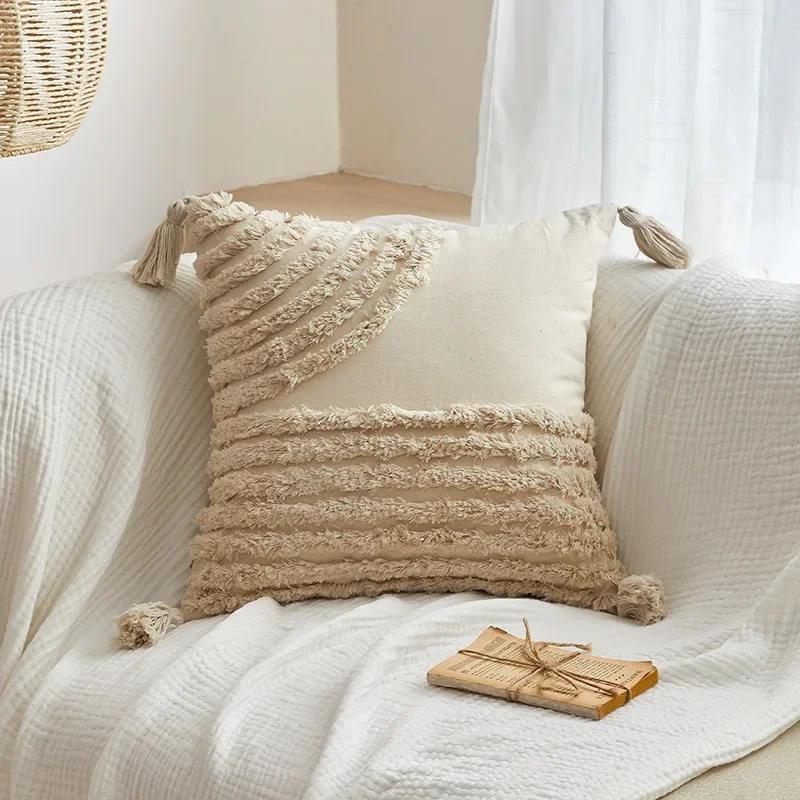

Boedia Quality Modern Throw Pillow Covers Tufted Tassel Bohemian Style Cushion Case Pillowcase Decoration for Home 45x45cm 45x45cm
