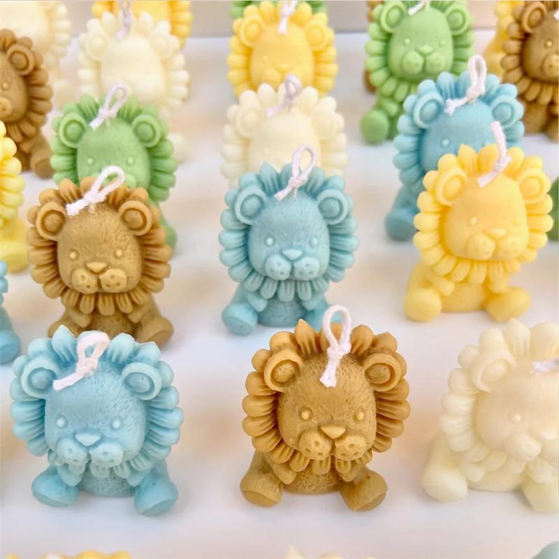 1PCS Cute Lionshaped Silicone Candle Mold,Handmade Soap,Lemongrass Therapy Cream,Glass Resin Making Set,DIY Home Decoration
