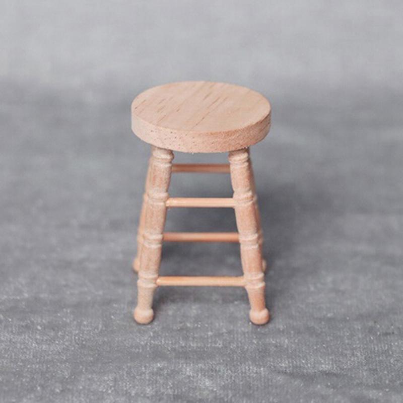 1Pcs Dollhouse Log Round Stool Mini Ornament