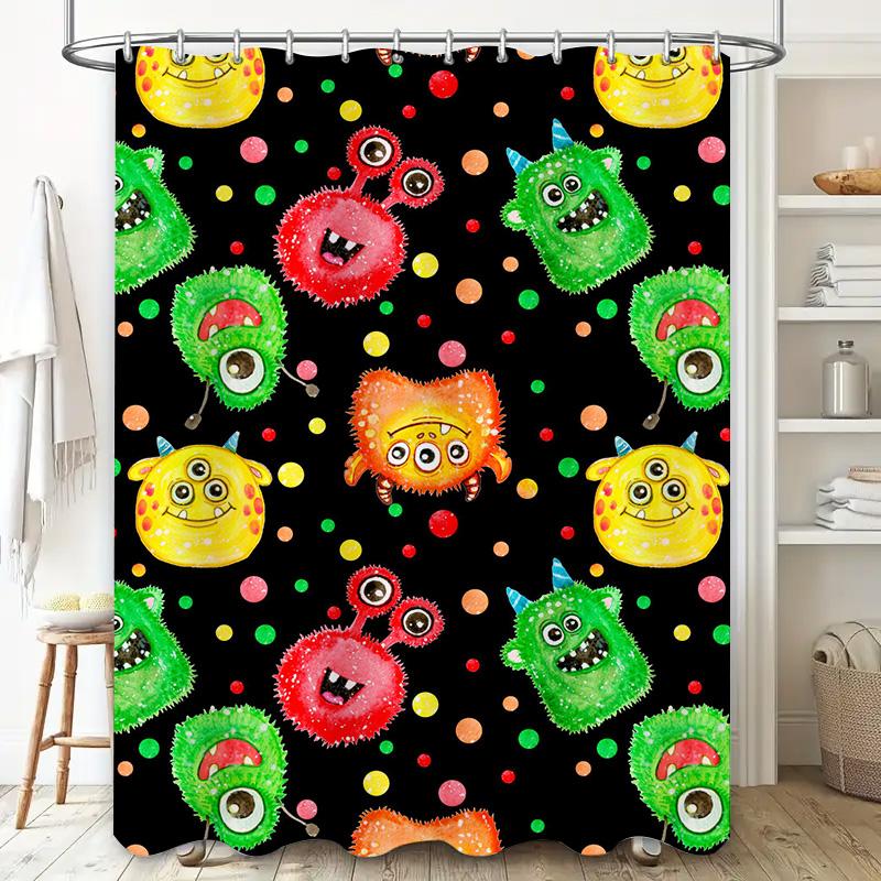 Bright Blue Flower Shower Curtain Decorative Bath Mat for Home Bathroom with Rod Pocket Shelves Set 72x84 inches, Green Floral P