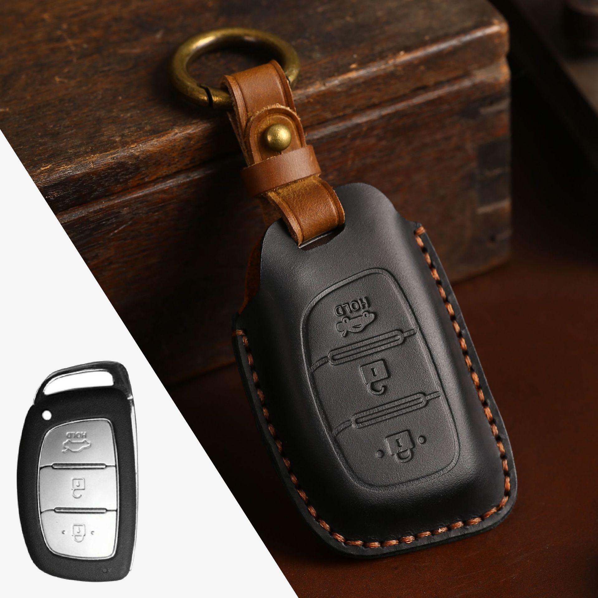 

Leather key bag is suitable for modern key bag ix35 pure handmade mad horse leather car key bag cover.