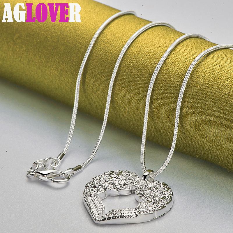 925 Sterling Silver Heart Love Pendant Necklace Jewelry