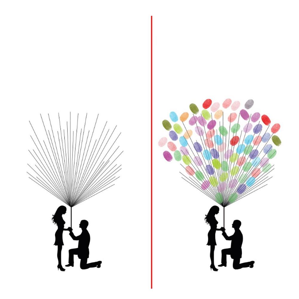 DIY Groom and Bride Pattern Fingerprint Guest Signature Guestbook Painting Wedding DecorationHK208