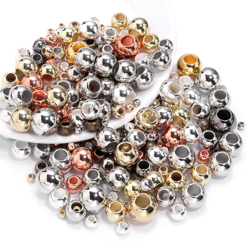 4-14mm CCB Beads Loose Spacer Round Beads For Jewelry Making Large Hole Beads DIY Charm Bracelet Necklace Supplies Wholesale