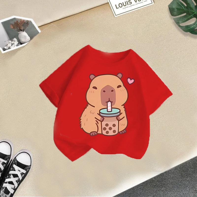 Dětské tričko Dětské 100% tričko Dětské tričko Kapybara Potištěné topy Tričko Chlapci Dívky Dětské tričko 2-13L