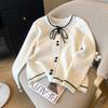 2024 Tea-Themed Fashionable Women's Knitted Sweater Cardigan - Early Autumn, Round Neck, High-End Style.