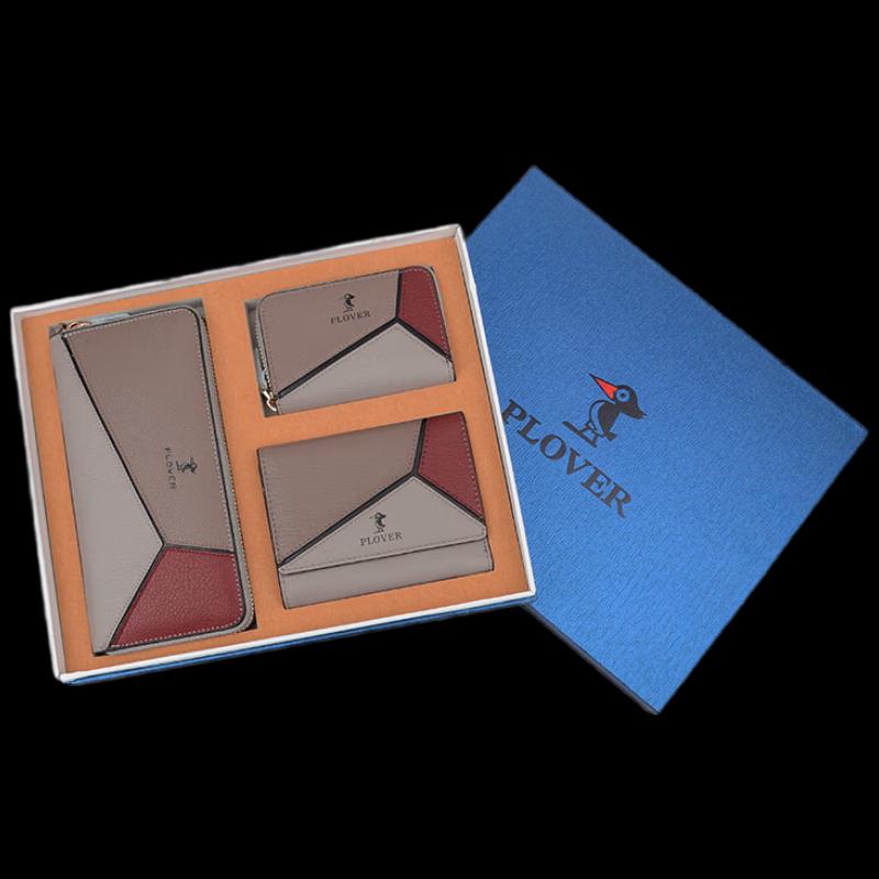 PLOVER Женский набор: кожаный кошелек и держатель для карт 3-в-1 8+ Card Slots