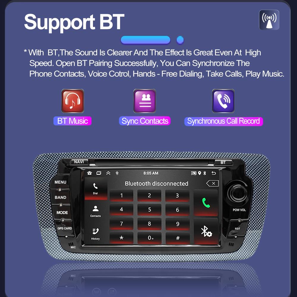 Autoradio Android pentru Seat Ibiza MK4 6j 2009-2013 Carplay Player Multimedia Unitate Principală Autoaudio 2Din Stereo Auto Navigație GPS 2+32GB